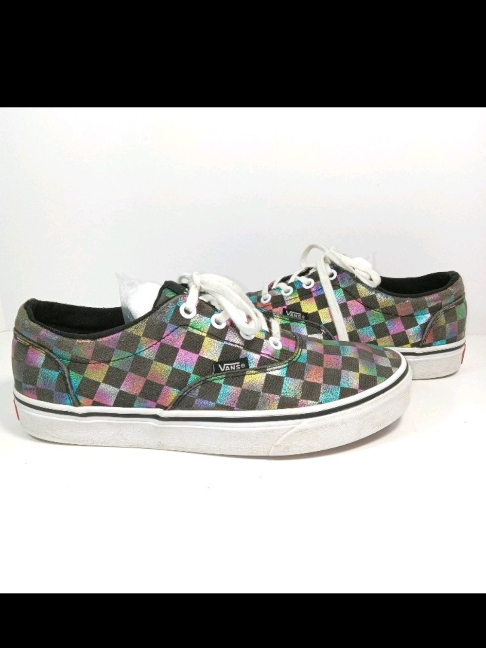 Womens Checkerboard Vans Doheny Iridescent Low-Top Skate Shoes - Multi